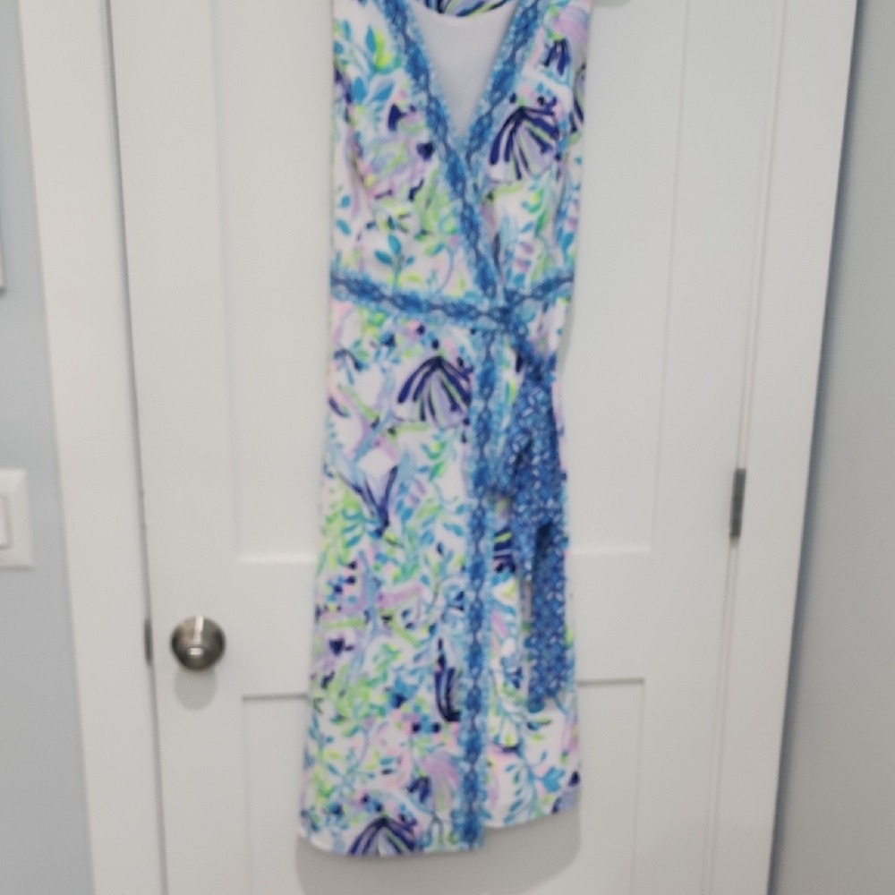 Lilly Pulitzer Shaylee Stretch Resort White Shell Wrap Dress -Size 14